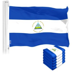 G128 5 Pack: Nicaragua Nicaraguan Flag | 3x5 Ft | LiteWeave Pro Series Printed 150D Poly | Country Flag, Indoor/Outdoor, Vibrant Colors, Brass Grommets, Thicker and More Durable Than 100D 75D Poly