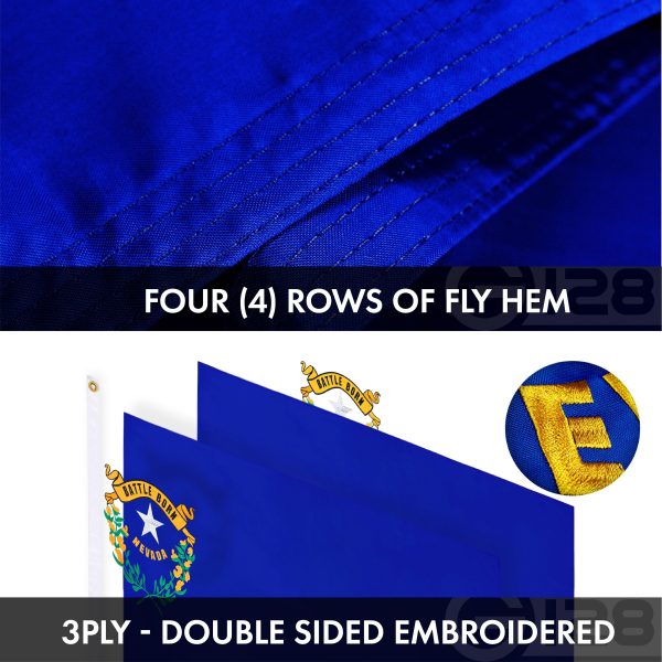 G128 Combo Pack: USA American Flag 3x5 Ft Embroidered Stars & Nevada State Flag 3x5 Ft Embroidered Double Sided 2ply - Image 8