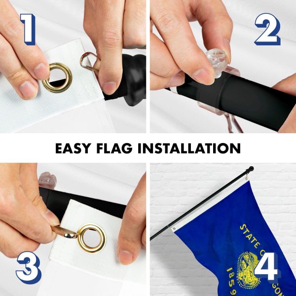 G128 - 6 Feet Tangle Free Spinning Flagpole (Black) Oregon Double Sided Brass Grommets Embroidered 3x5 ft (Flag Included) Aluminum Flag Pole - Image 7