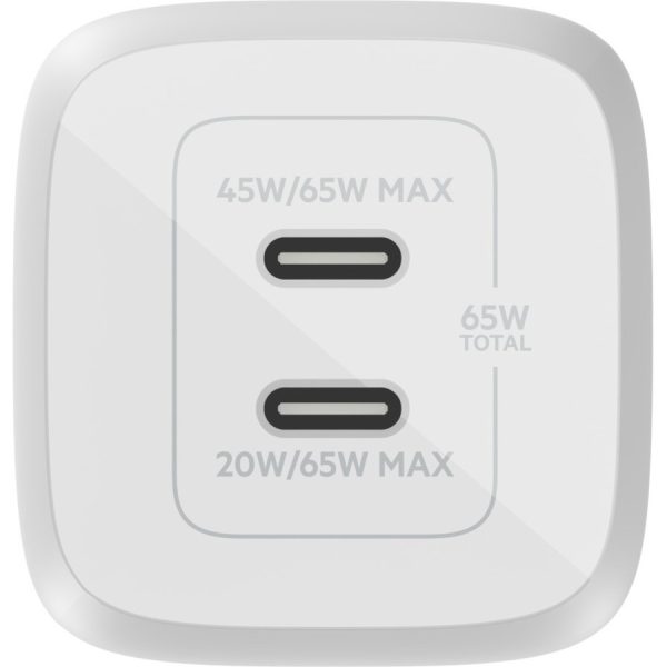 Belkin BoostCharge Pro Dual USB-C GaN Wall Charger with PPS 65W Laptop Chromebook Charging - Power Adapter - Image 2