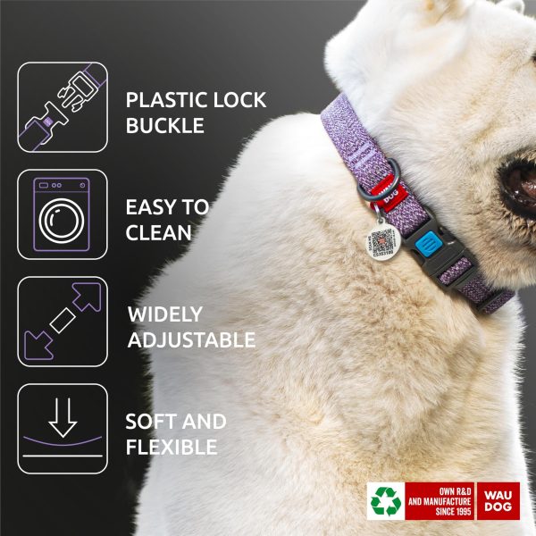 WAUDOG Reflective Cotton Dog Collar Eco Friendly Alt to Nylon Collar for Small Medium and Large Dogs   Pet Collar with QR ID Tag   Puppy Collar for Large Breed Dogs   Adjustable Male Female Dog Collar - Image 4