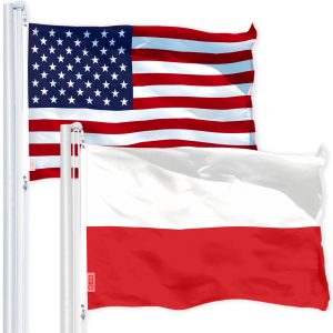 G128 Combo Pack: USA American Flag 3x5 Ft 150D Printed Stars & Poland (Polish) Flag 3x5 Ft 150D Printed