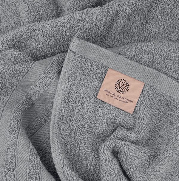 12 Piece Bath Towel Set for Bathroom   Wealuxe Collection 2 Bath Towels 4 Hand Towels 6 Washcloths 100% Cotton Soft and Plush Highly Absorbent Soft Towel for Hotel & Spa   Light Gray - Image 8