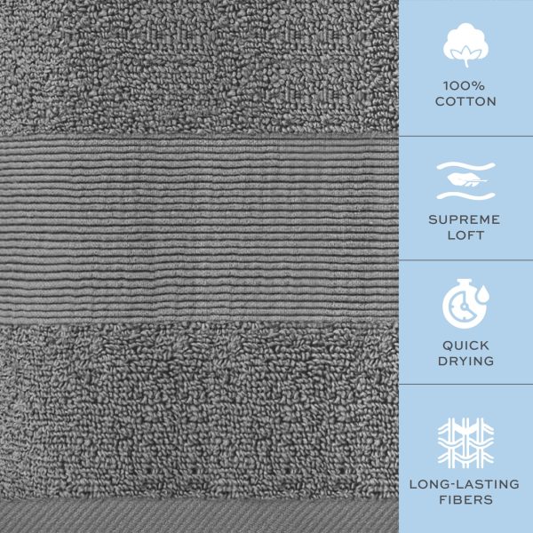 Resort Collection Soft Bath Towel Set | Luxury Hotel Plush & Absorbent Cotton | 2 Bath Towels 2 Hand Towels and 4 Washcloths [8 Piece Smoke Grey] - Image 3