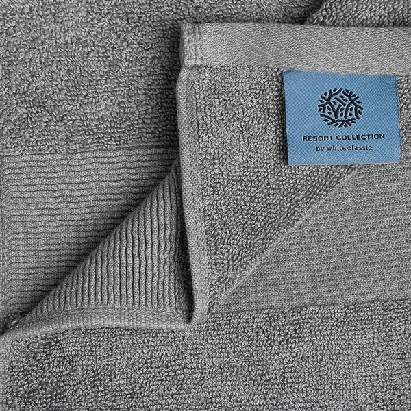 Resort Collection Soft Bath Towel Set | Luxury Hotel Plush & Absorbent Cotton | 2 Bath Towels 2 Hand Towels and 4 Washcloths [8 Piece Smoke Grey] - Image 4