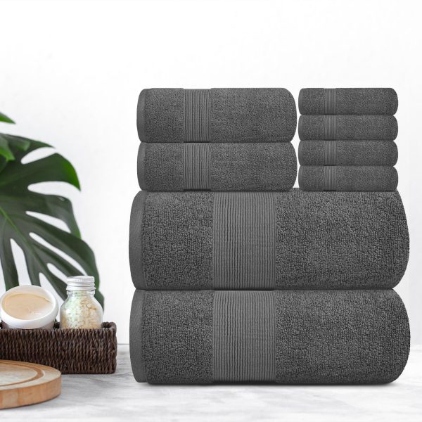 Resort Collection Soft Bath Towel Set | Luxury Hotel Plush & Absorbent Cotton | 2 Bath Towels 2 Hand Towels and 4 Washcloths [8 Piece Smoke Grey] - Image 7