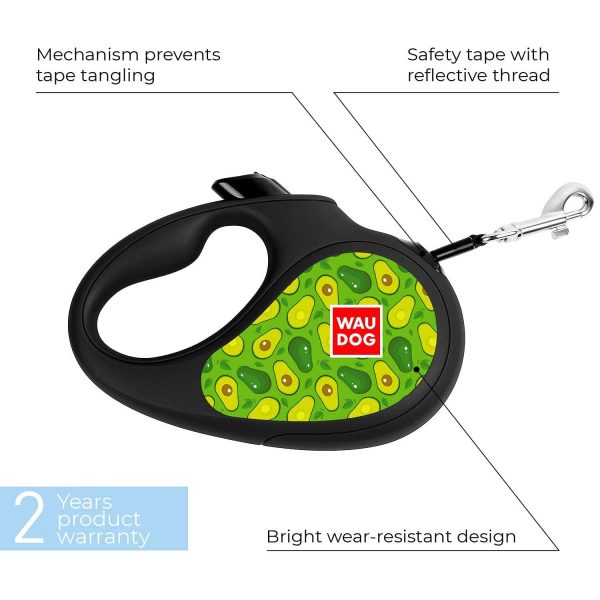 WAUDOG Retractable Dog Leash 16 Ft   360° Tangle Free   Heavy Duty Pet Walking Leash for X Small Small Medium Large Dog or Cat with One Handed Brake Pause Lock (S Avocado) - Image 2