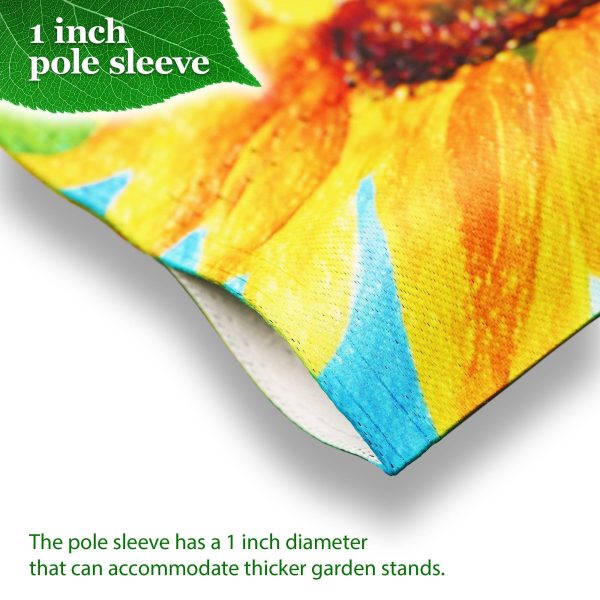 G128 Combo Pack: Garden Flag Stand Black 36 in x 16 in & Garden Flag Summer Decoration Welcome Sunflowers Blue Sky 12"x18" Double-Sided Blockout Fabric - Image 2