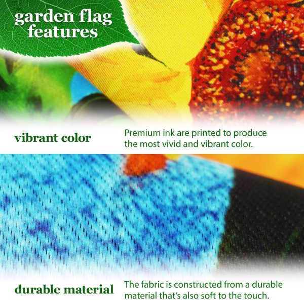 G128 Combo Pack: Garden Flag Stand Black 36 in x 16 in & Garden Flag Summer Decoration Welcome Sunflowers Blue Sky 12"x18" Double-Sided Blockout Fabric - Image 3
