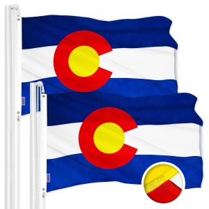 G128 2 Pack: Colorado CO State Flag | 2x3 Ft | ToughWeave Series Embroidered 300D Polyester | Embroidered Design, Indoor/Outdoor, Brass Grommets