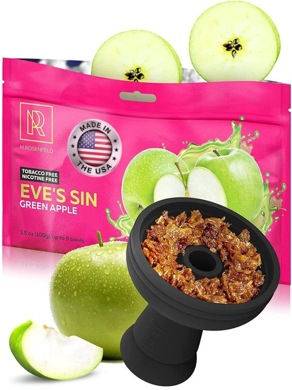 Hookah Flavor Apple Herbal Shisha   100 Gram   3.5 ounce Hookah Shisha Flavors Tobacco Free Molasses Hookah Tobacco & Nicotine Free   Real Organic Shisha Hookah Flavors Green Apple Fume Vape