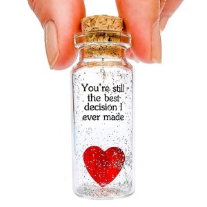 for Her & Him Romantic Present for Boyfriend Girlfriend Custom Message I Love You Gifts to Wife Husband (Heart You're Still The Best Decision I Ever Made in a Bottle)