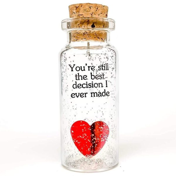 for Her & Him Romantic Present for Boyfriend Girlfriend Custom Message I Love You Gifts to Wife Husband (Heart   You're Still The Best Decision I Ever Made in a Bottle) - Image 2