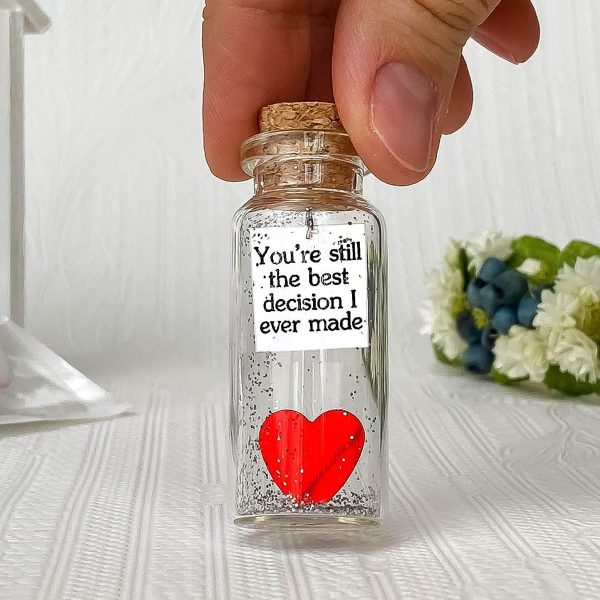 for Her & Him Romantic Present for Boyfriend Girlfriend Custom Message I Love You Gifts to Wife Husband (Heart   You're Still The Best Decision I Ever Made in a Bottle) - Image 3