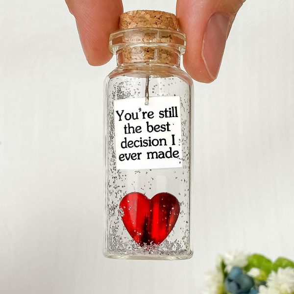 for Her & Him Romantic Present for Boyfriend Girlfriend Custom Message I Love You Gifts to Wife Husband (Heart   You're Still The Best Decision I Ever Made in a Bottle) - Image 6