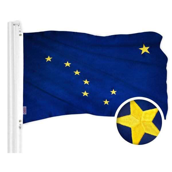 G128 Combo Pack: USA American Flag 3x5 Ft Embroidered Stars & Alaska State Flag 3x5 Ft Embroidered - Image 2