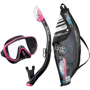 Sport Adult Serene Mask and Dry Snorkel Combo with Reusable Travel Bag