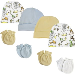 Boys Baby Caps And Mittens (pack Of 8) Nc_0288