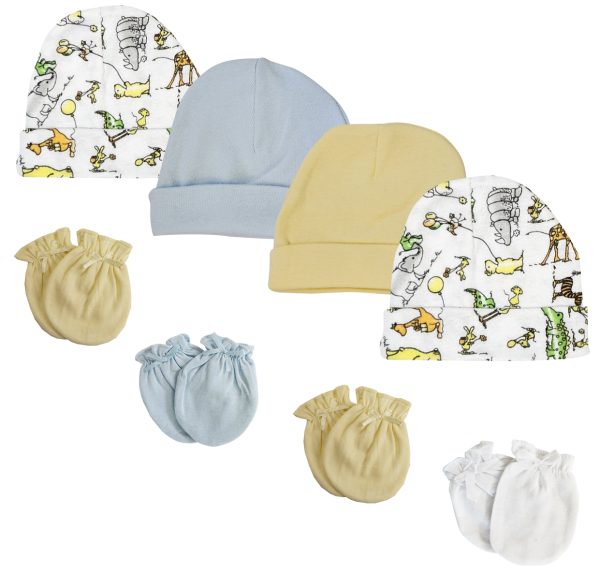 Boys Baby Caps And Mittens (pack Of 8) Nc_0288