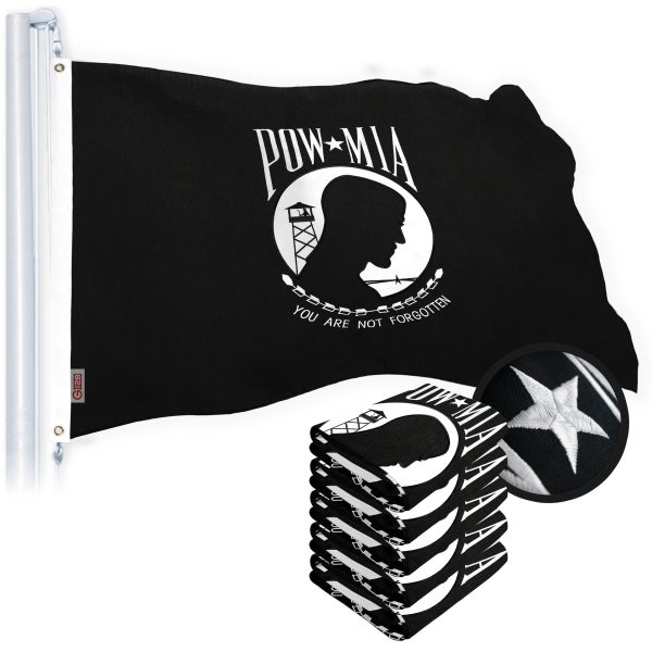 G128 POW MIA Flag 2.5x4 FT 5-Pack Embroidered Spun Polyester
