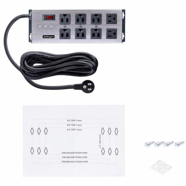 StarTech.com 8-Outlet Industrial Power Strip 125V/15A, EMI/RFI Isolation, Surge Protection, Mountable PDU, 12ft NEMA 5-15P Cord, UL Listed - Image 9