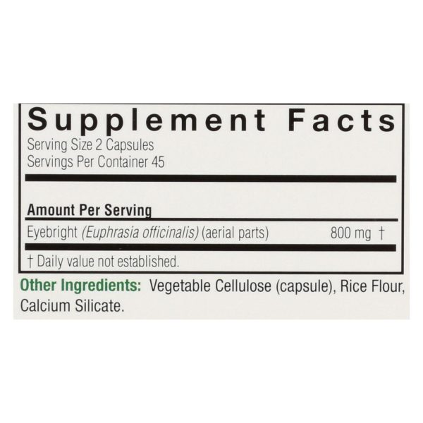 Nature's Answer - Eyebright Herb - 90 Vegetarian Capsules