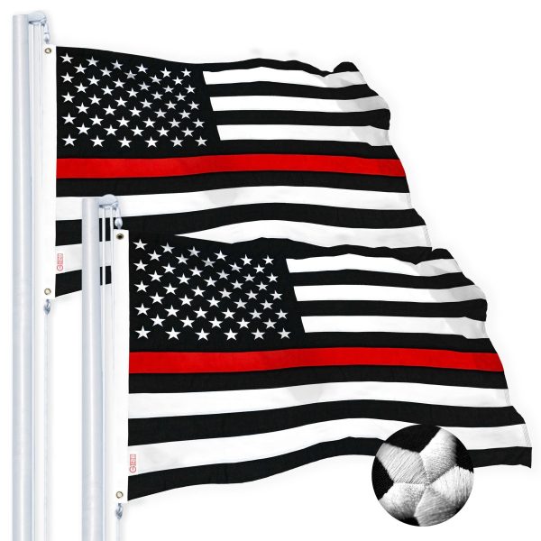 Thin Red Line Flag 3x5 Ft 2-Pack Embroidered Spun Polyester By G128