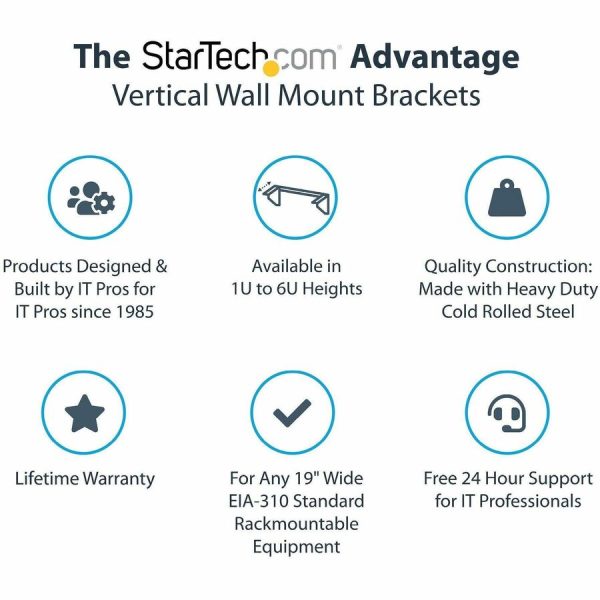 StarTech.com 2U 19in Steel Vertical Wall Mount Equipment Rack Bracket - Image 2