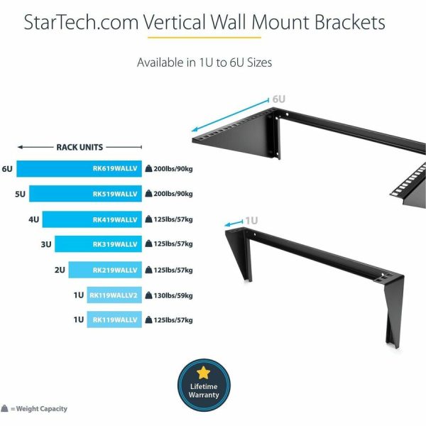 StarTech.com 2U 19in Steel Vertical Wall Mount Equipment Rack Bracket - Image 6