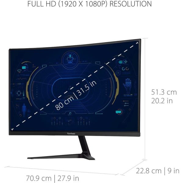 ViewSonic VX3218-PC-MHD 32 Inch Curved 1080p 1ms 180Hz Gaming Monitor with FreeSync Premium, Eye Care, HDMI and Display Port - Image 9