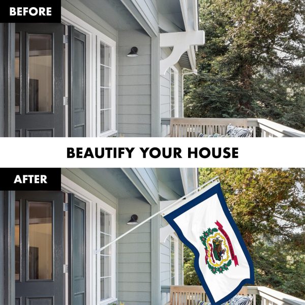 G128 Combo Pack: 6 Ft Tangle Free Spinning Flagpole (White) & West Virginia Flag 3x5 Ft Printed 150D Polyester, Brass Grommets (Flag Included) Aluminum Flag Pole - Image 3
