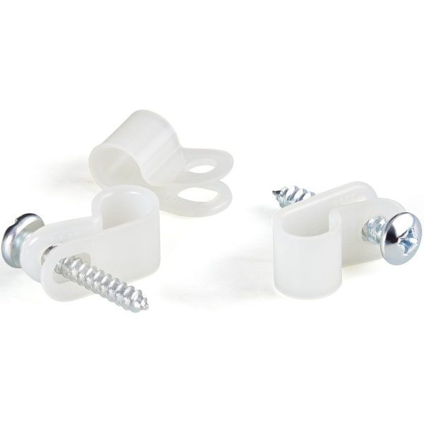 StarTech.com 100 Pack Screw Mount Cable Clamps - Wire Fastener/Holder - R-Type Screw Down Reusable Nylon Clips - UL/94V-2 Rated - Medium - Image 5