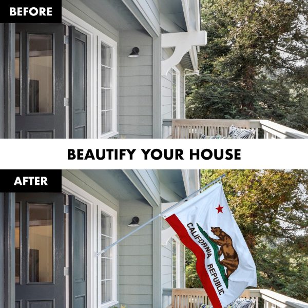 G128 - 6 Feet Tangle Free Spinning Flagpole (Silver) California Brass Grommets Printed 3x5 ft (Flag Included) Aluminum Flag Pole - Image 3