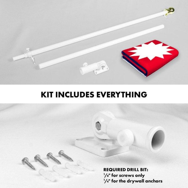 G128 Combo Pack: 6 Ft Tangle Free Spinning Flagpole (White) & Nepal Flag 3x5 Ft Printed 150D Polyester, Brass Grommets (Flag Included) Aluminum Flag Pole - Image 2