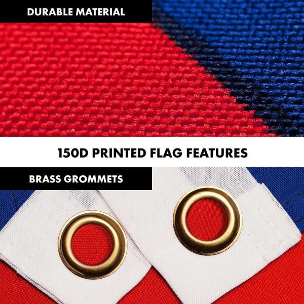 G128 Combo Pack: 6 Ft Tangle Free Spinning Flagpole (White) & Nepal Flag 3x5 Ft Printed 150D Polyester, Brass Grommets (Flag Included) Aluminum Flag Pole - Image 4