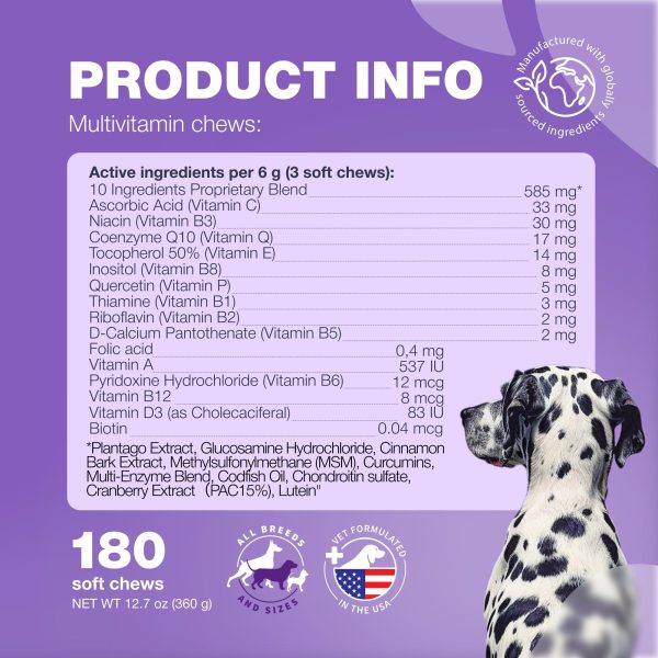 Dog Vitamins 15 in 1   Dog Multivitamin Chews with MSM for Hip & Joint Health   Dog Supplement for Itchy Skin Relief   Multivitamin for Dogs Immune Support with Enzymes   Skin & Coat Mobility Support - Image 6