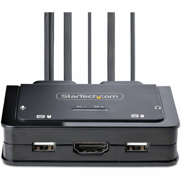 StarTech.com 2-Port Hybrid USB-C HDMI Cable KVM Switch, 4K 60Hz, Compact KVM with 6ft/1.8m USB-A & 4ft/1.2m USB-C Integrated Cables - Image 2