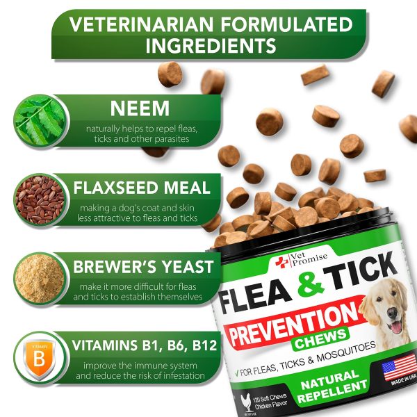 Flea and Tick Prevention for Dogs Chewables   All Natural Dog Flea & Tick Control   Flea and Tick Chews for Dogs   Oral Flea Pills for Dogs Supplement   All Breeds and Ages   Made in USA   120 Tablets - Image 3
