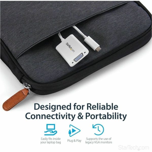 StarTech.com USB-C to VGA Adapter - White - Thunderbolt 3 Compatible - USB C Adapter - USB Type C to VGA Dongle Converter - Image 3