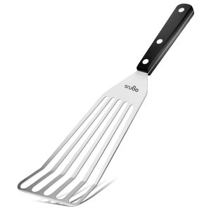 AGRUS Fish Spatula Stainless Steel Thin Metal Turner Grill Fish Turner Spatula Small Spatula Metal Angled Slotted Turner