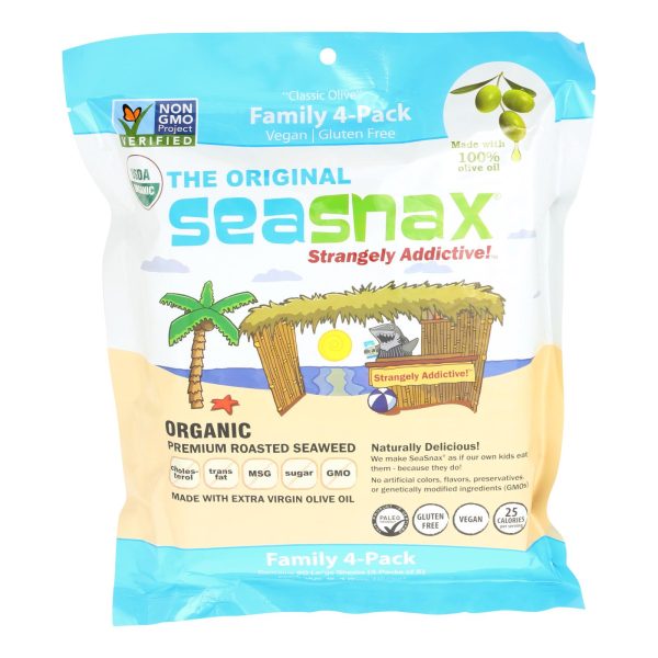 Seasnax Organic Premium Roasted Seaweed Snack - Original - Case of 4 - 2.16 oz. - Image 2
