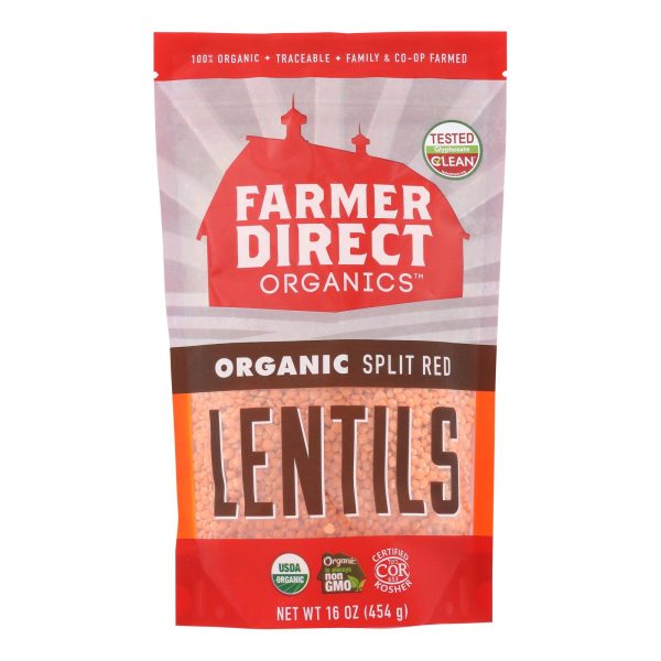 Farmer Direct Cooperative - Lentils Organic Split Red - Case of 6-16 ounces - Image 2