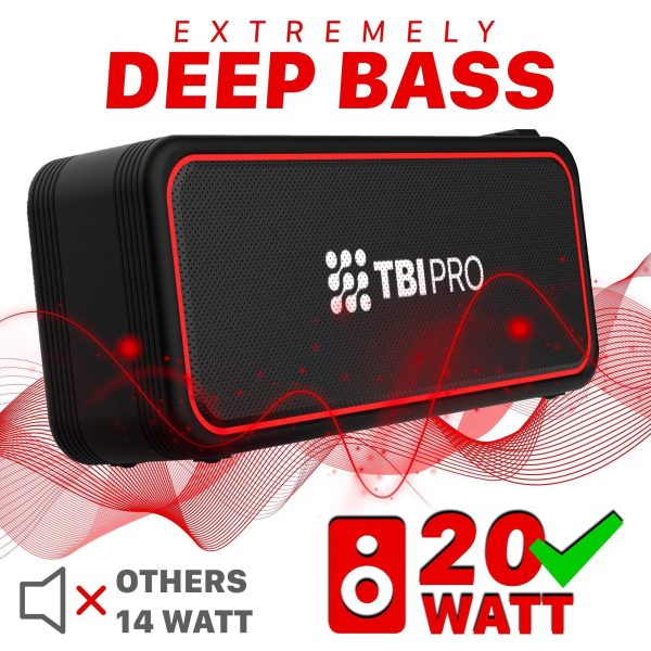 TBI Pro Powerful 20W Bluetooth Speaker  Model 2021  IPX7 Waterproof  24 Hours Battery  Portable Indoor/Outdoor Deep Bass Wireless Speakers with Mic  Loud True Stereo Sound  Shower Travel Party - Image 3