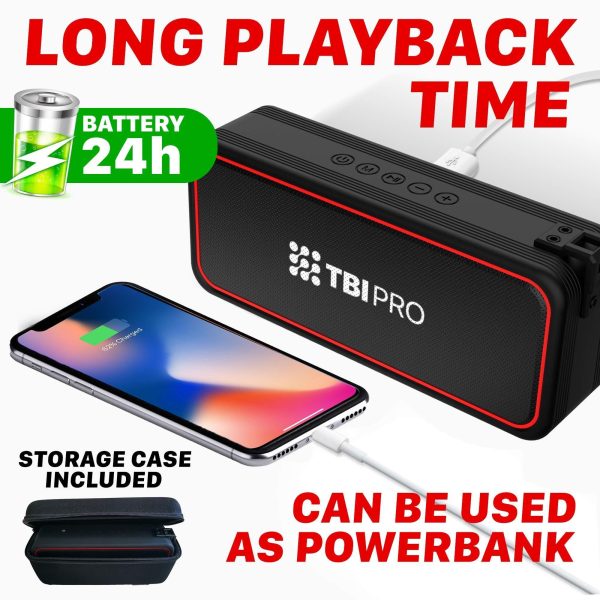 TBI Pro Powerful 20W Bluetooth Speaker  Model 2021  IPX7 Waterproof  24 Hours Battery  Portable Indoor/Outdoor Deep Bass Wireless Speakers with Mic  Loud True Stereo Sound  Shower Travel Party - Image 4