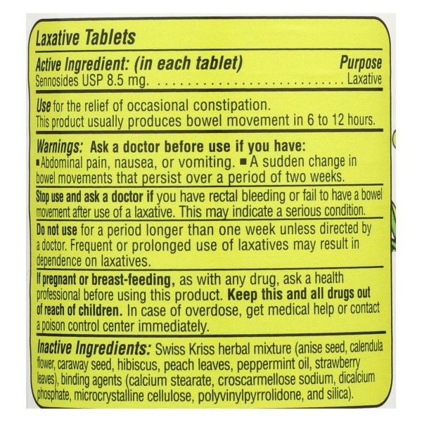 Modern Natural Products Swiss Kriss Herbal Laxative - 120 Tablets - Image 3