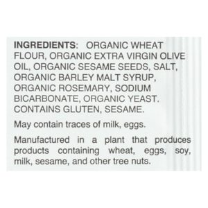 Suzie's Organic Saltines - Rosemary and Sesame - Case of 12 - 8.8 oz.