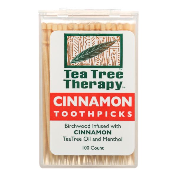 Tea Tree Therapy Toothpicks Cinnamon - 100 Toothpicks - Case of 12 - Image 2