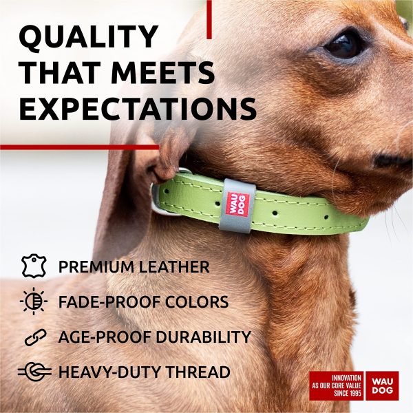 WAUDOG Long Lasting Leather Dog Collar for Large Dogs Medium & Small Dogs   Adjustable Classic Puppy Collars for Large Breed Dogs   Boy & Girl Dog Collars with Durable Buckle D Ring & QR Dog Tag - Image 4