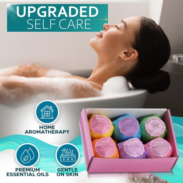 Bath Bombs Gift Set   6 Bubble Bath Fizzies (6 x 2oz) with Natural Dead Sea Salt Cocoa and Shea Essential Oils   Best Gift Idea for Birthday Mom Woman Girl Him Kids - Image 6