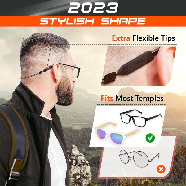 SIGONNA Adjustable Glasses Strap   3 Pcs Eyeglasses Strap Holders   No Tail Sunglasses Strap for Men Women   Eye Glasses Holders Around Head or Neck Glasses Lanyard String Straps - Image 2